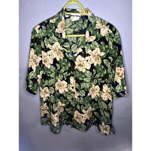 Bonworth womans floral all over print button down sz Large ~ Lovely shirt